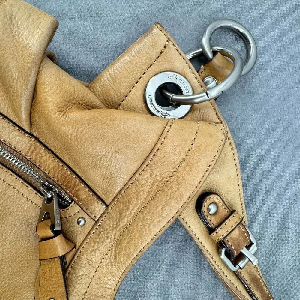 B. Makowsky Mustard Yellow Butter Soft Genuine Leather Satchel Purse